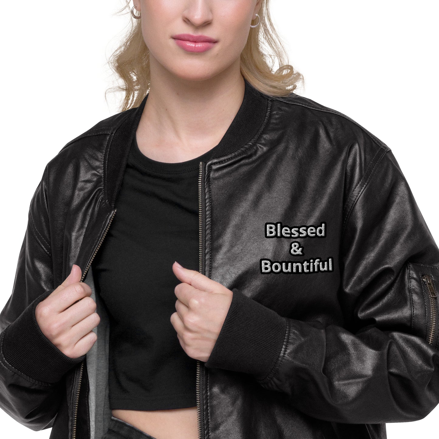 Blessed & Bountiful Leather Bomber Jacket
