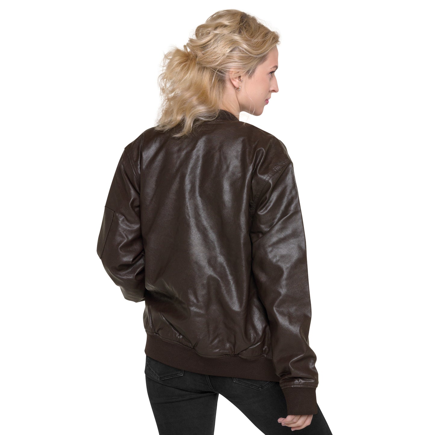 No Time To Whine Leather Bomber Jacket