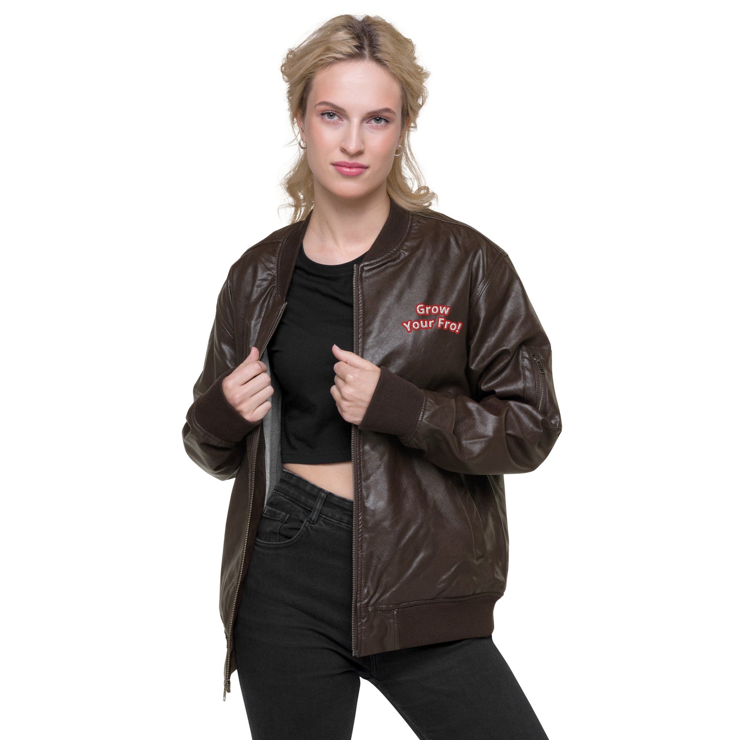 Grow Your Fro! Leather Bomber Jacket