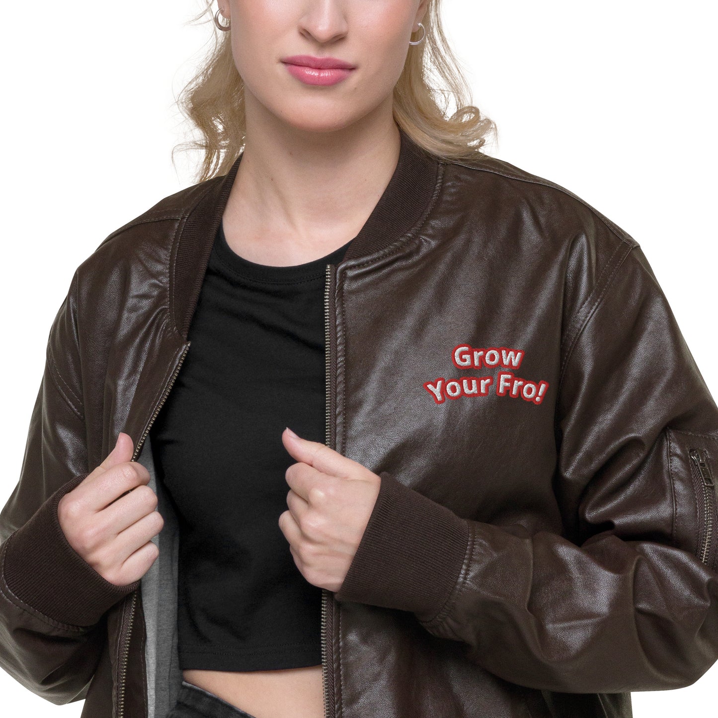 Grow Your Fro! Leather Bomber Jacket
