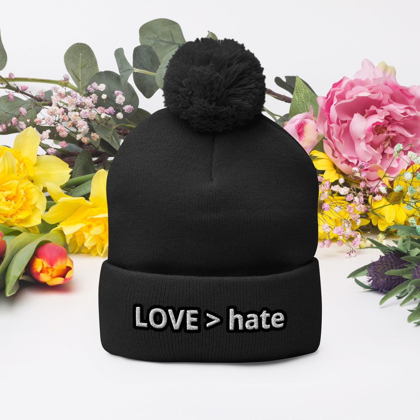 LOVE > hate Pom-Pom Beanie