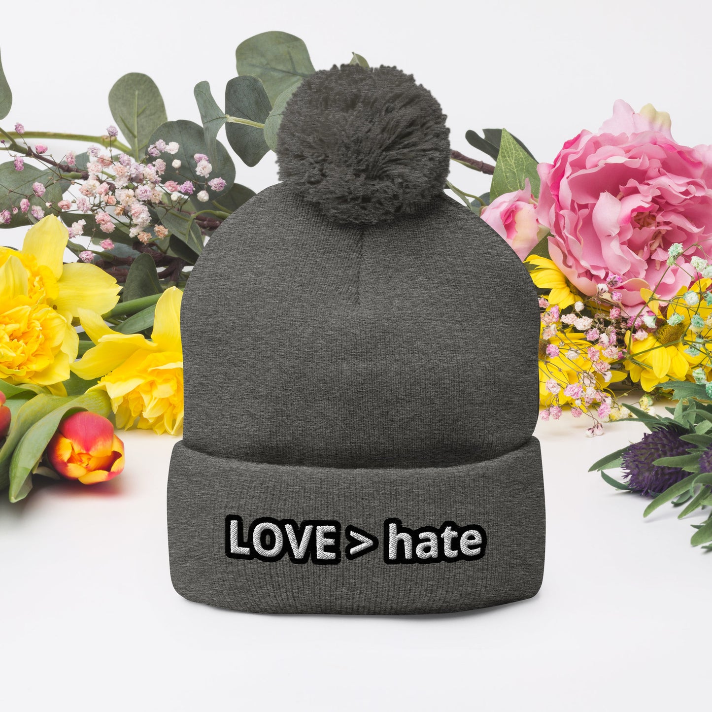 LOVE > hate Pom-Pom Beanie