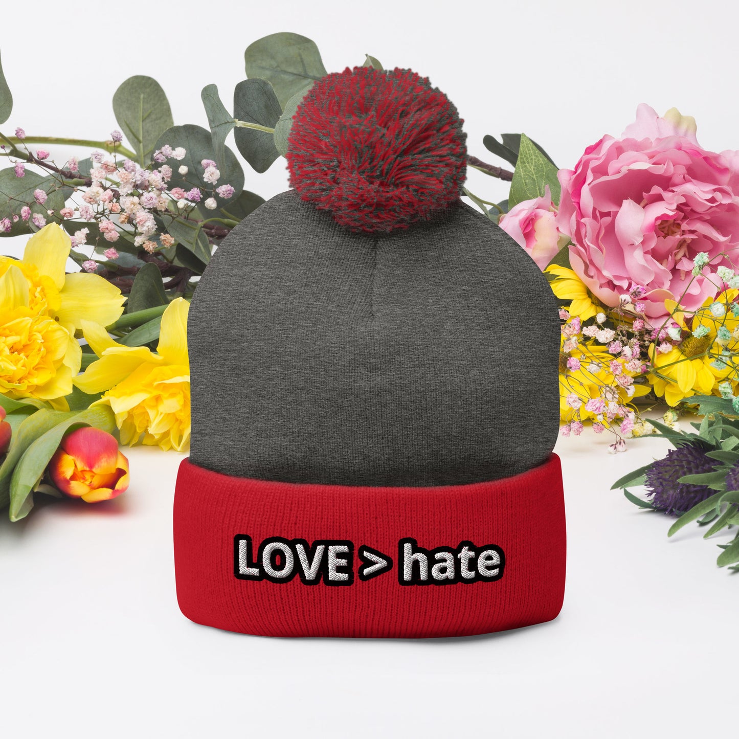 LOVE > hate Pom-Pom Beanie