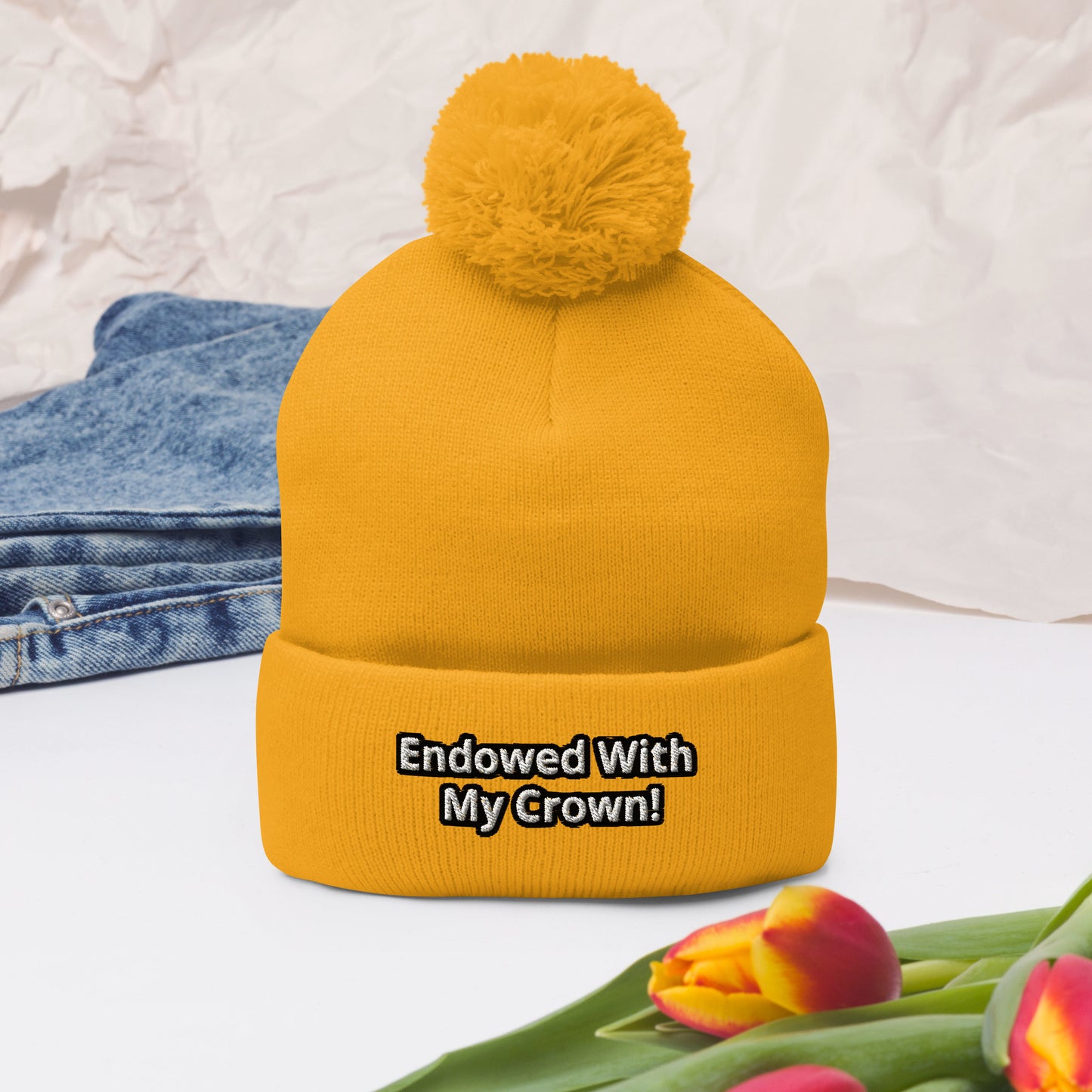 Endowed With My Crown! Pom-Pom Beanie
