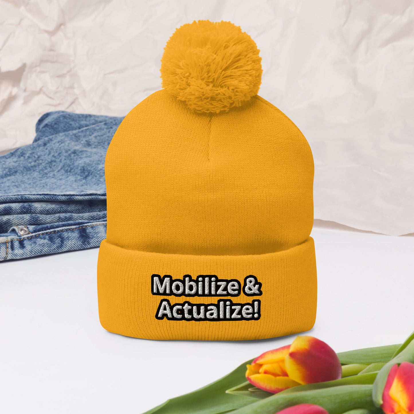 Mobilize & Actualize! Pom-Pom Beanie