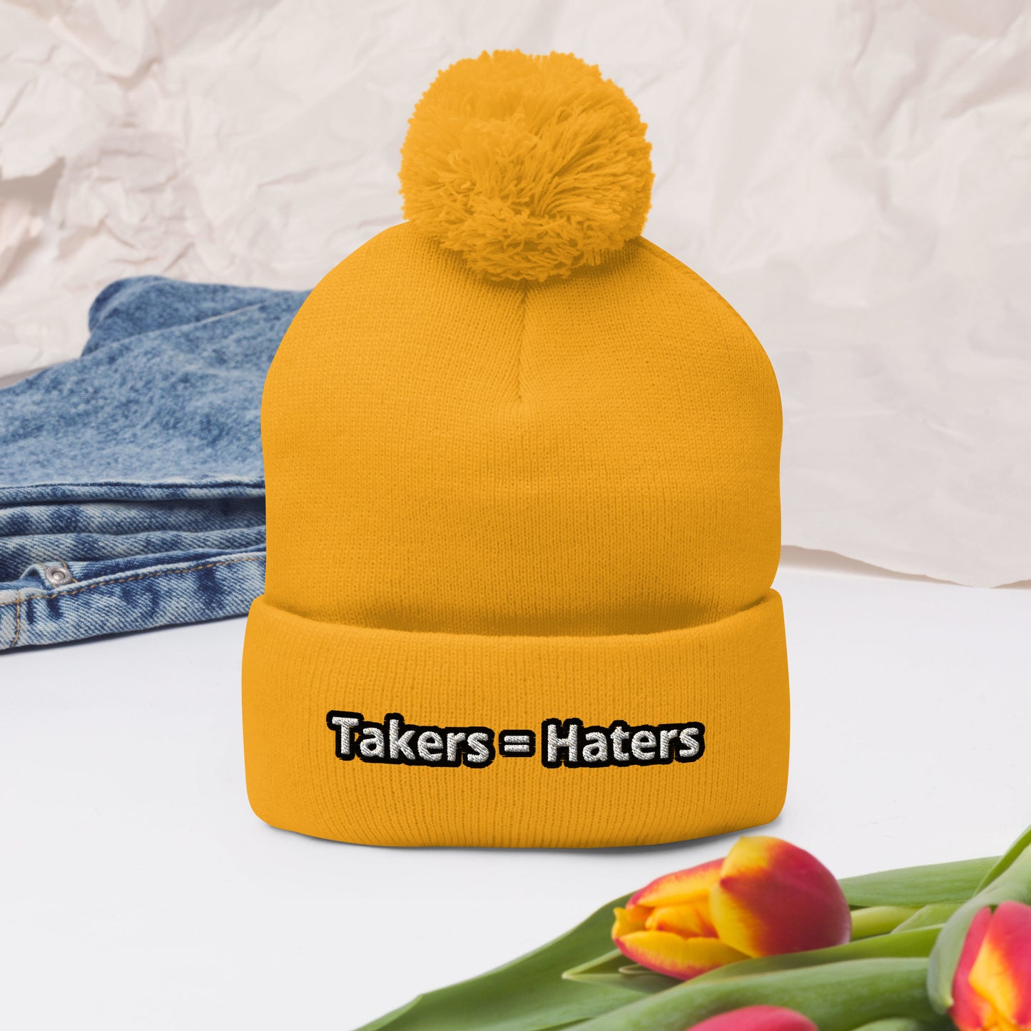 Takers = Haters Pom-Pom Beanie