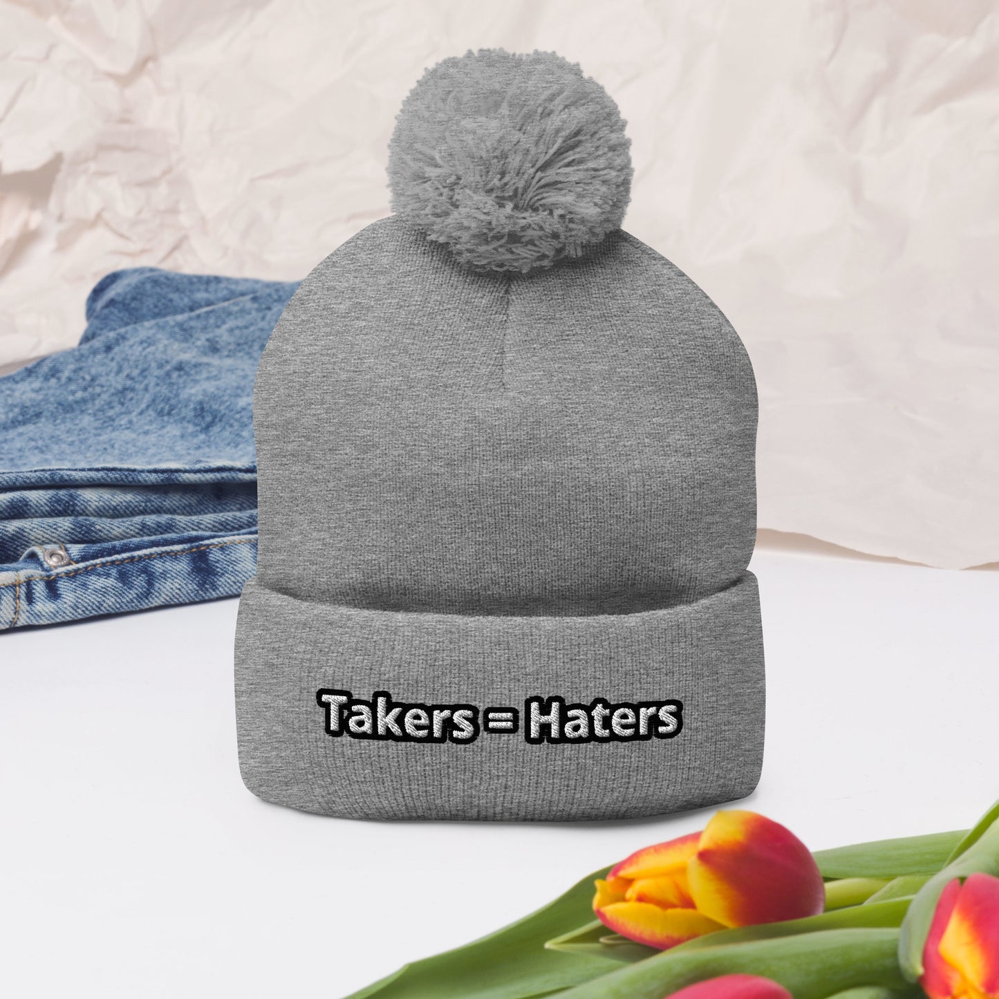 Takers = Haters Pom-Pom Beanie