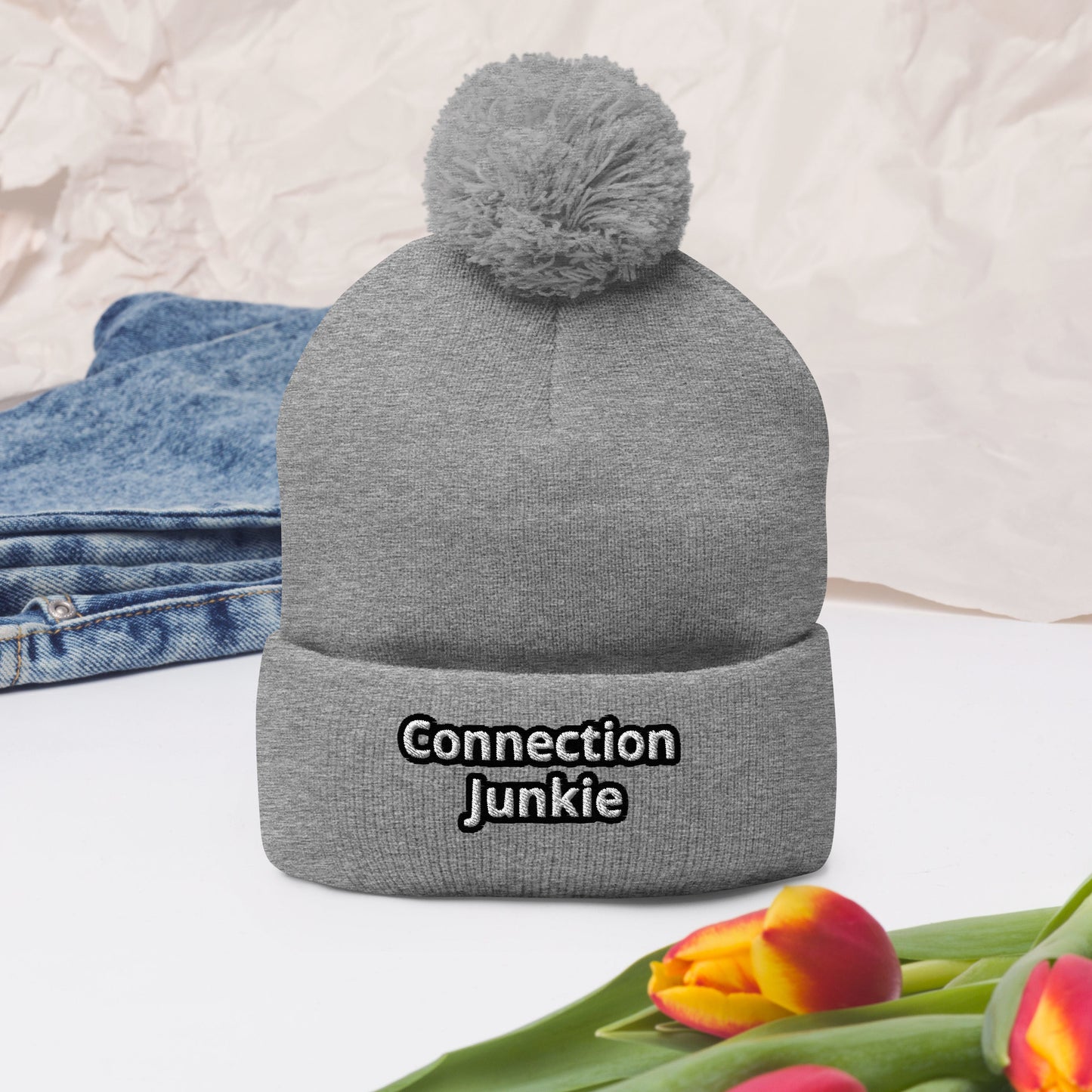 Connection Junkie Pom-Pom Beanie