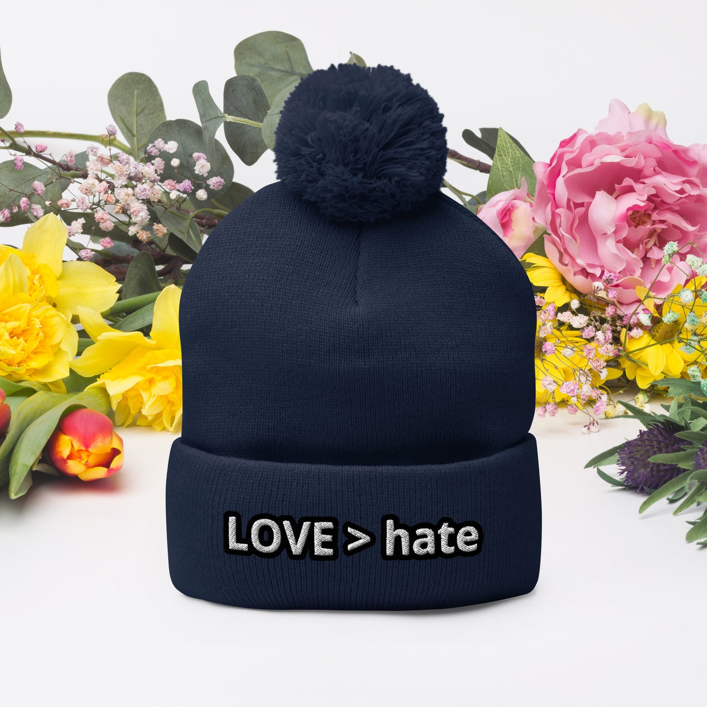 LOVE > hate Pom-Pom Beanie