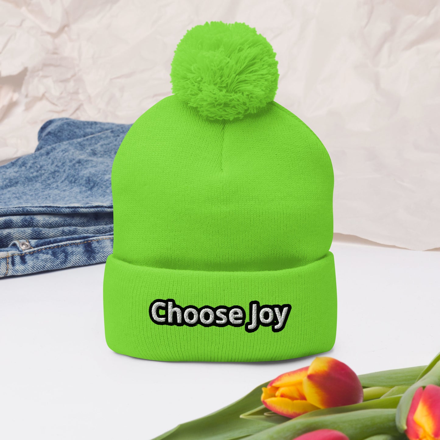 Choose Joy Pom-Pom Beanie