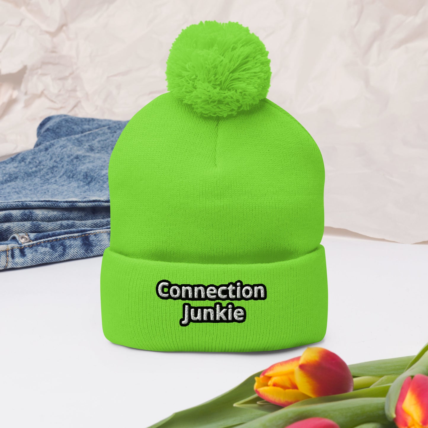 Connection Junkie Pom-Pom Beanie