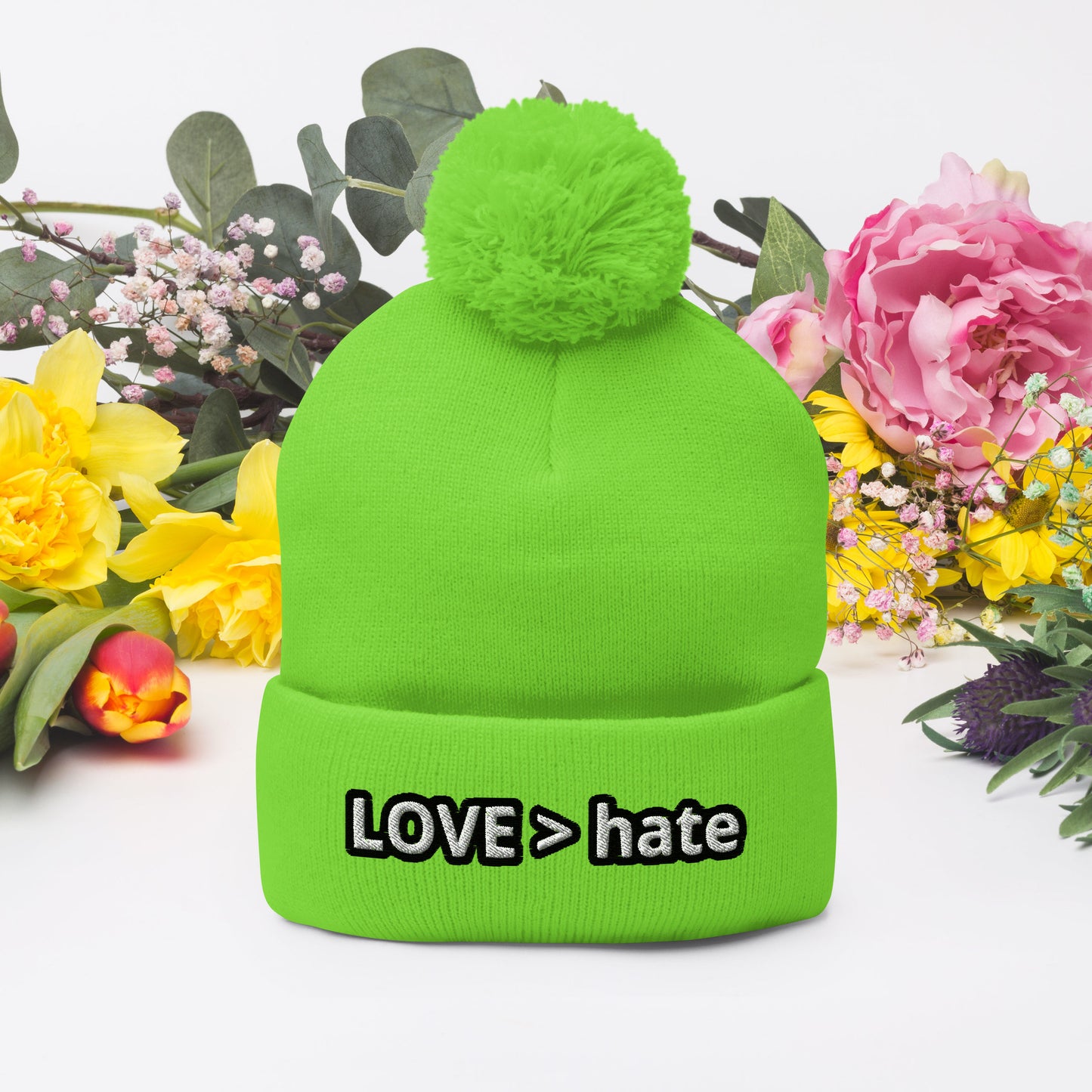 LOVE > hate Pom-Pom Beanie