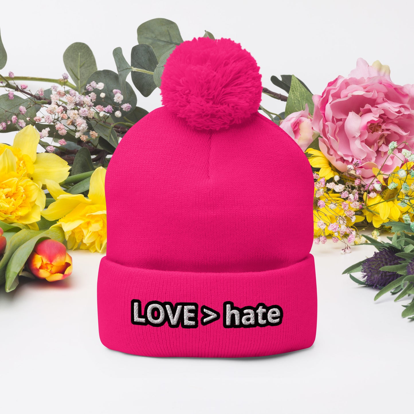 LOVE > hate Pom-Pom Beanie