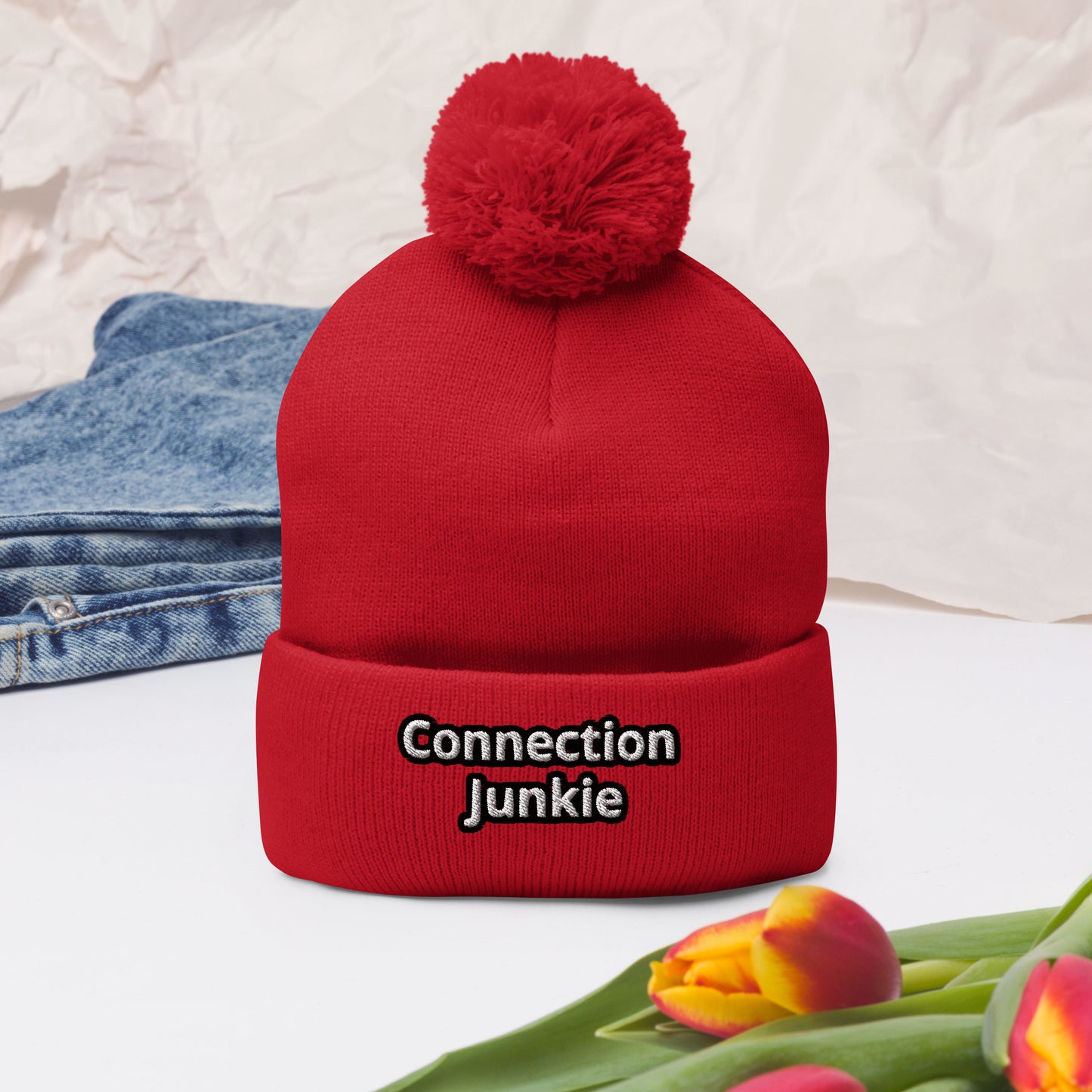 Connection Junkie Pom-Pom Beanie