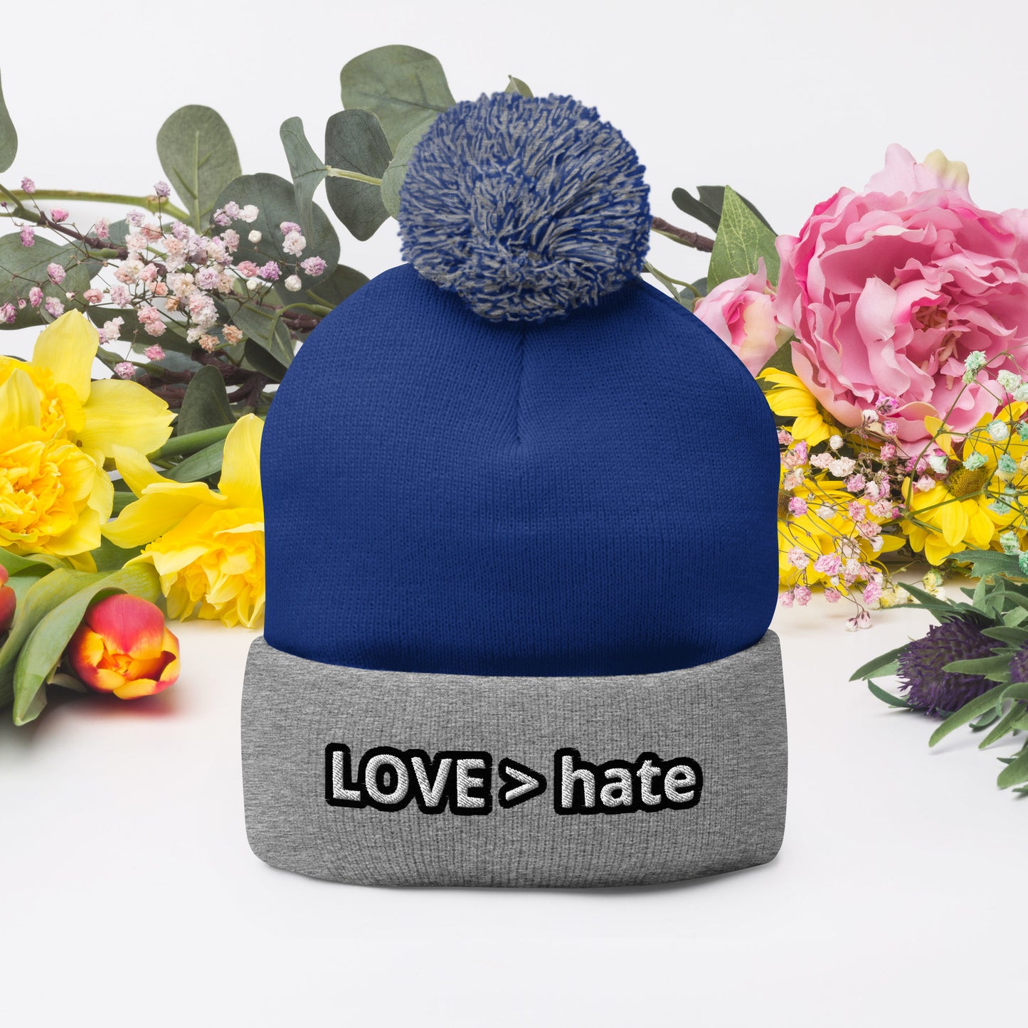 LOVE > hate Pom-Pom Beanie