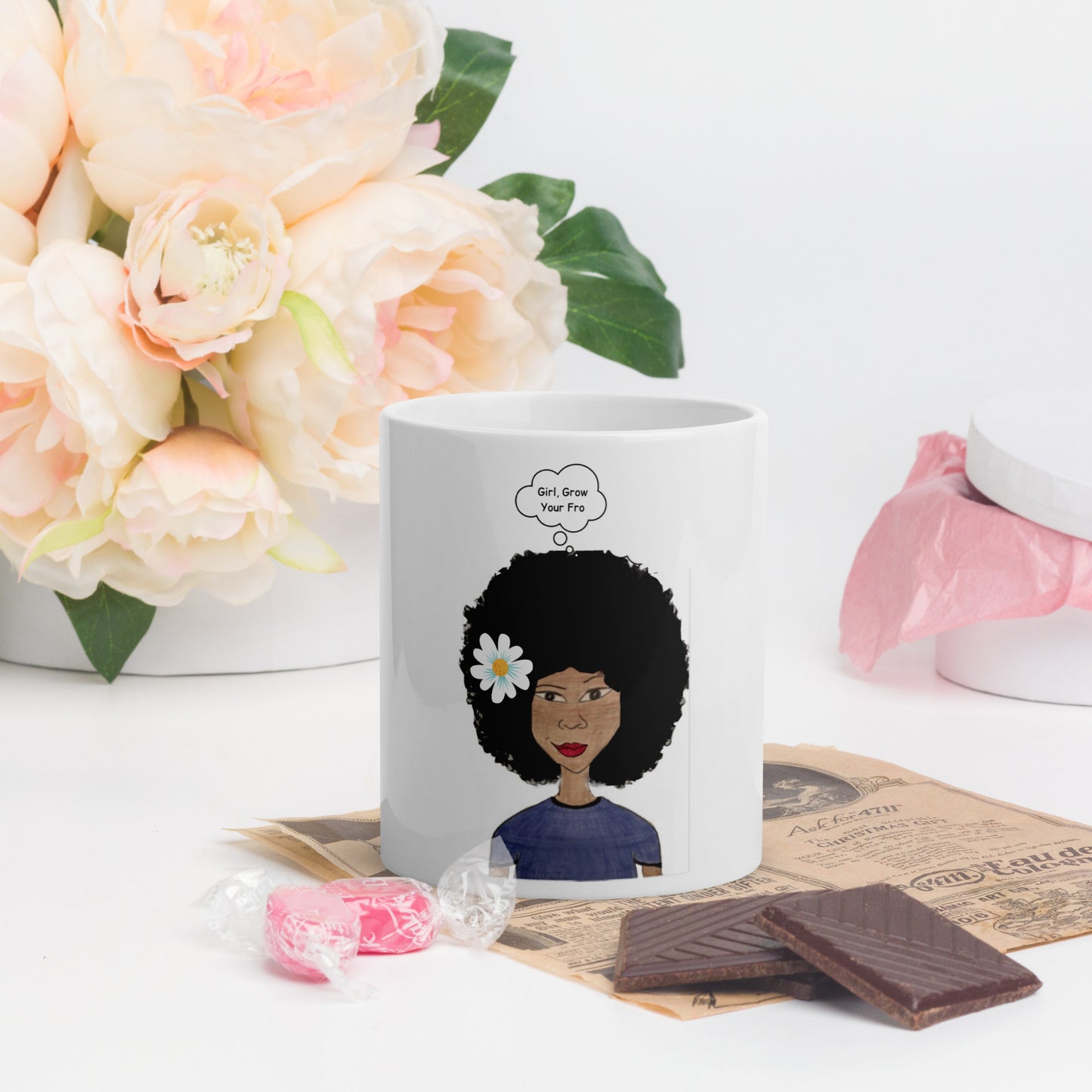 Girl, Grow Your Fro! White Glossy Mug