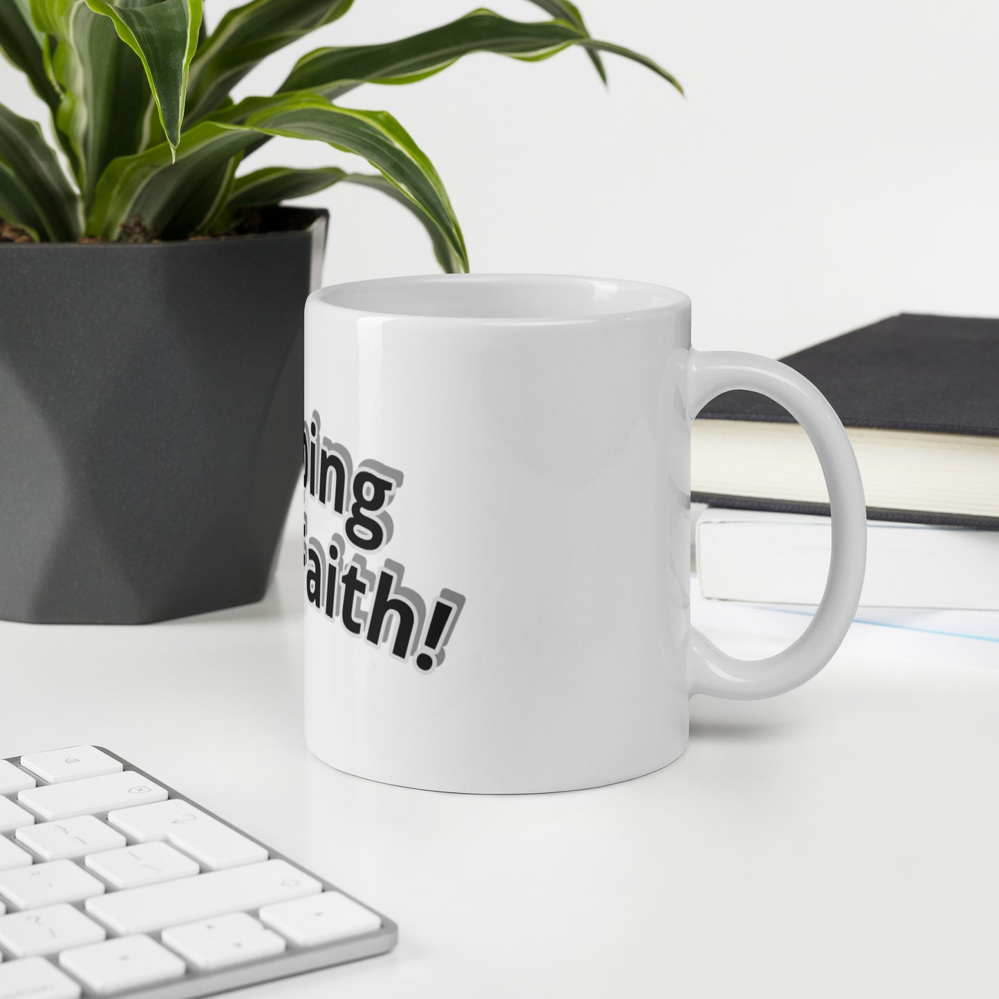 Leaping Into Faith White glossy mug