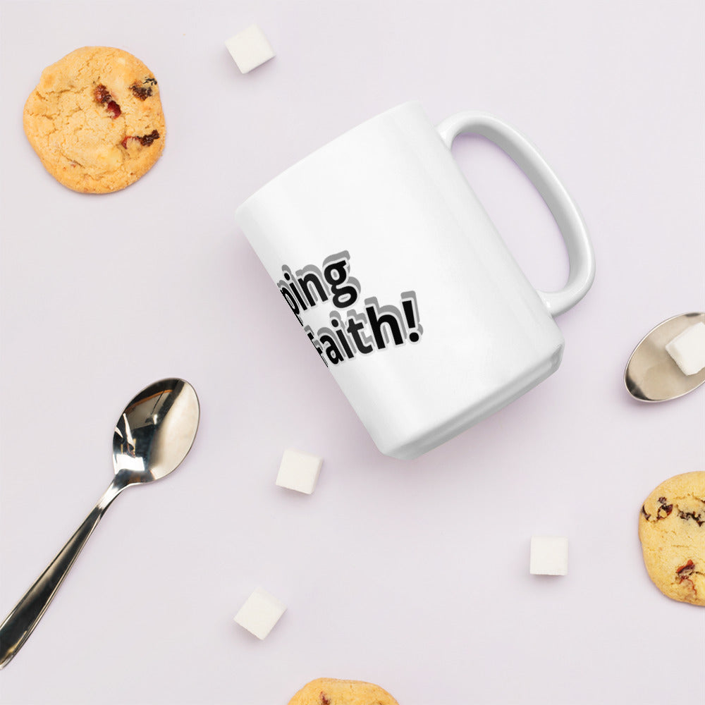 Leaping Into Faith White glossy mug