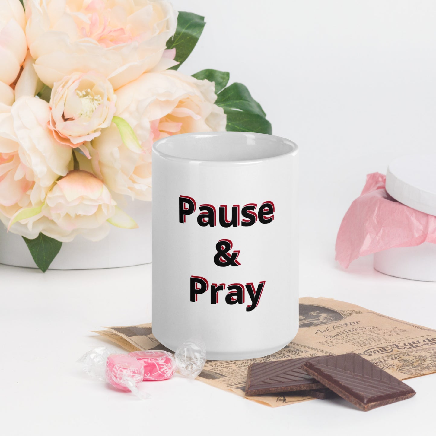 Pause & Pray Glossy Mug
