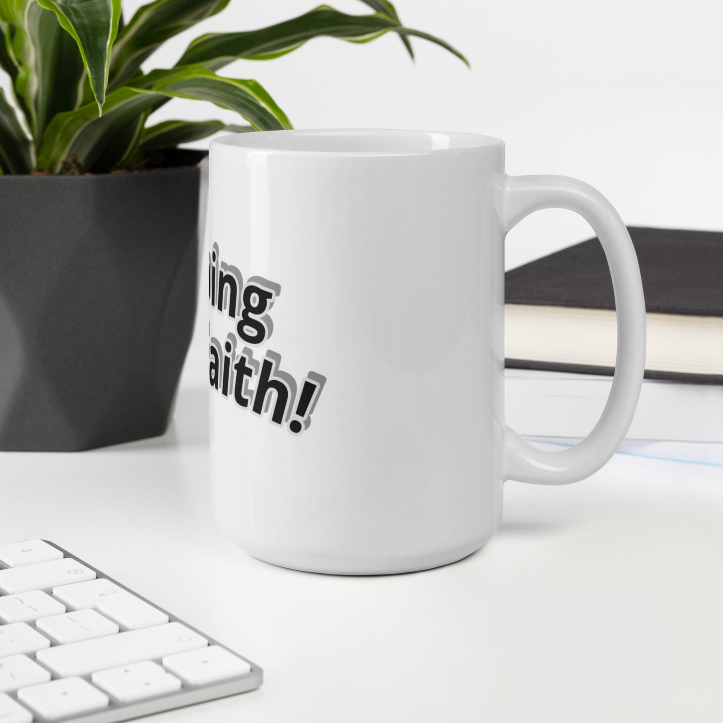 Leaping Into Faith White glossy mug