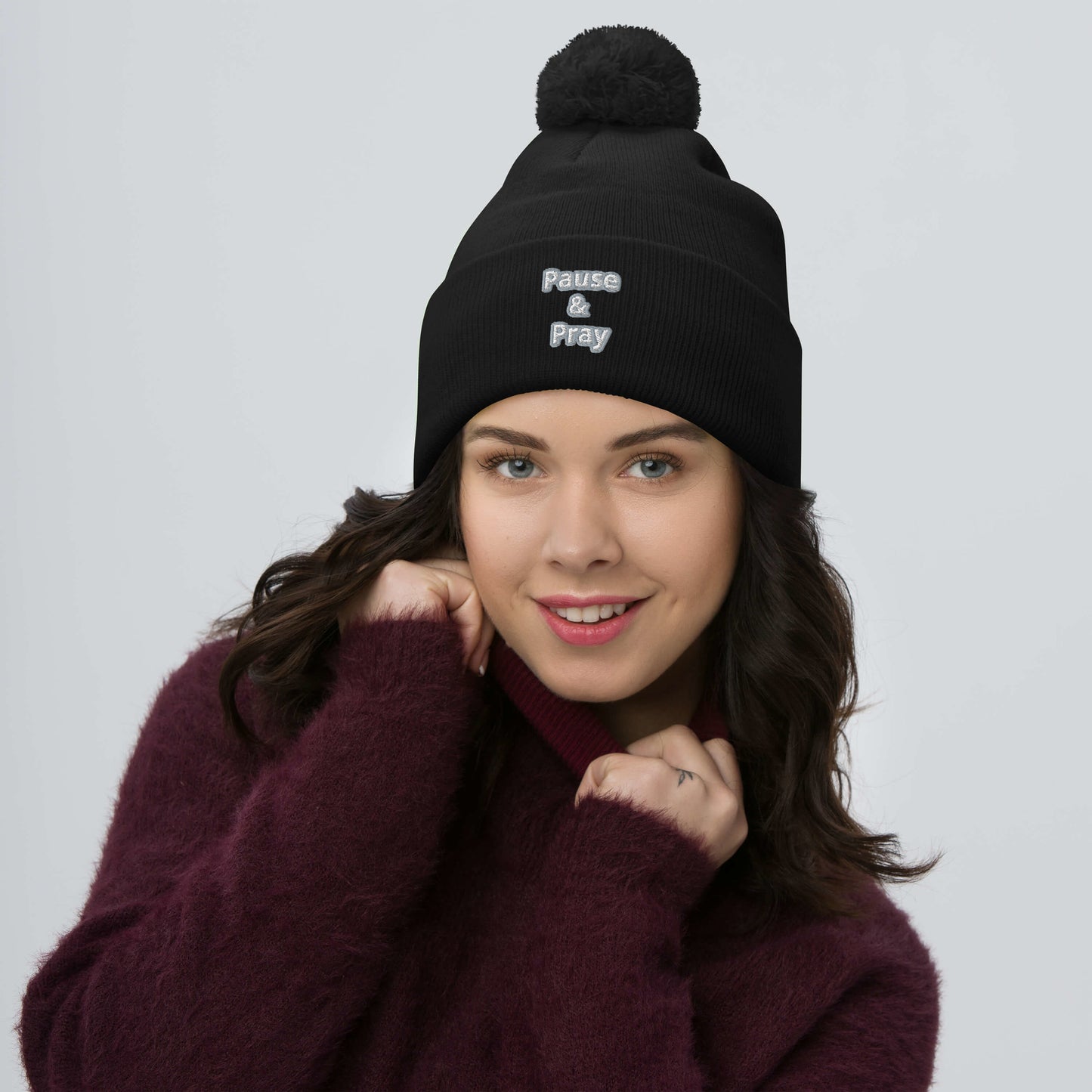 Pause & Pray Pom-Pom Beanie