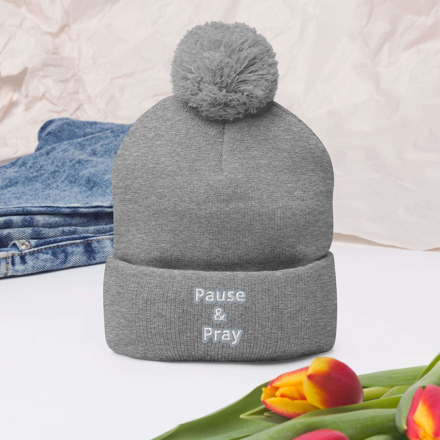 Pause & Pray Pom-Pom Beanie