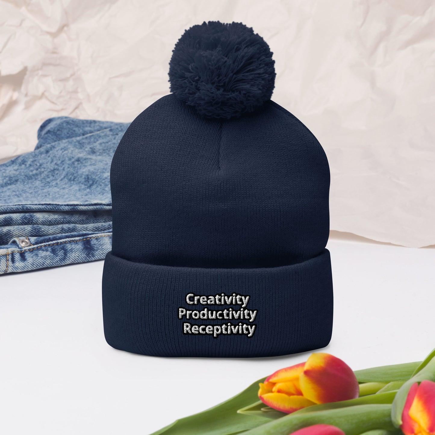 Creativity Productivity Receptivity Pom-Pom Beanie