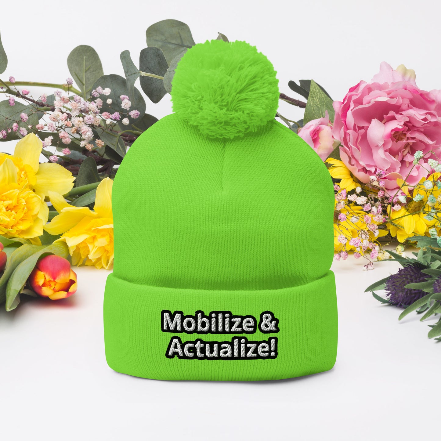 Mobilize & Actualize! Pom-Pom Beanie